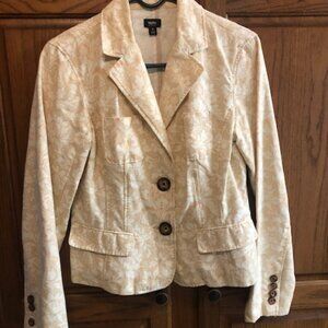 Light Floral Print Denim Blazer Jacket